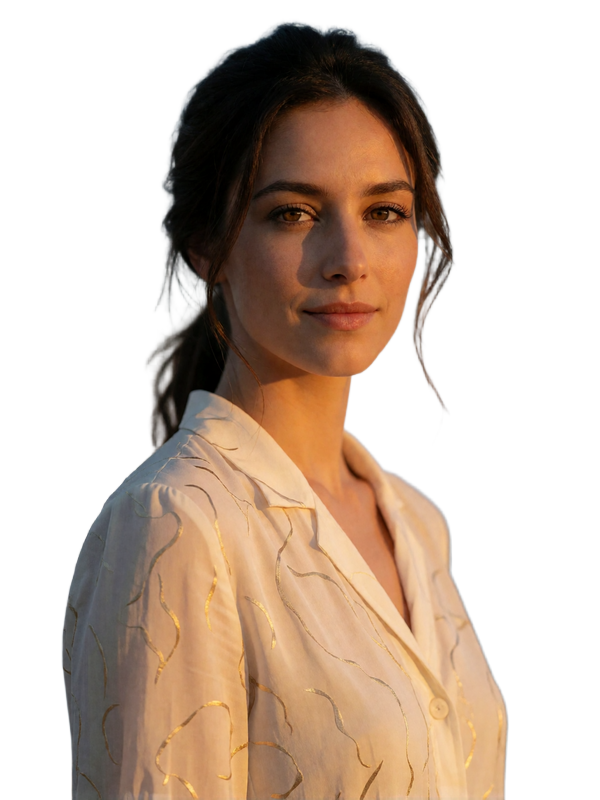 Italian woman with dark hair pulled back giving a gentle smile toward the camera